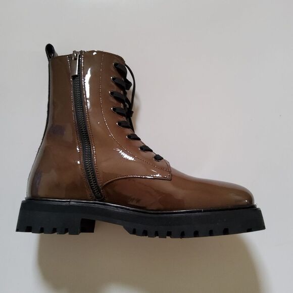Thursday Boot Co. Olive Green Combat Boot in Patent Leather Size 7.5 New - Picture 3 of 10